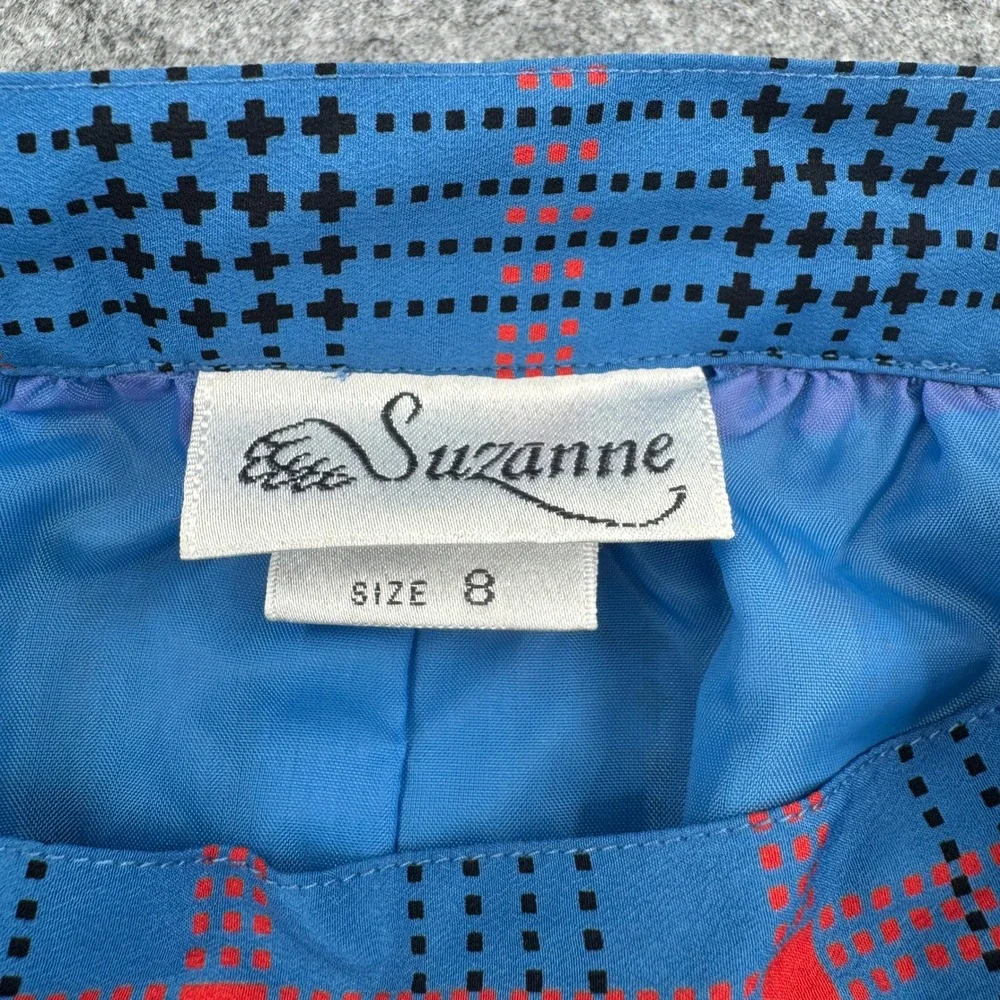 Vintage Suzanne by Thomson Blue Plaid Pleated Midi Skirt Size 8 NWT Retro